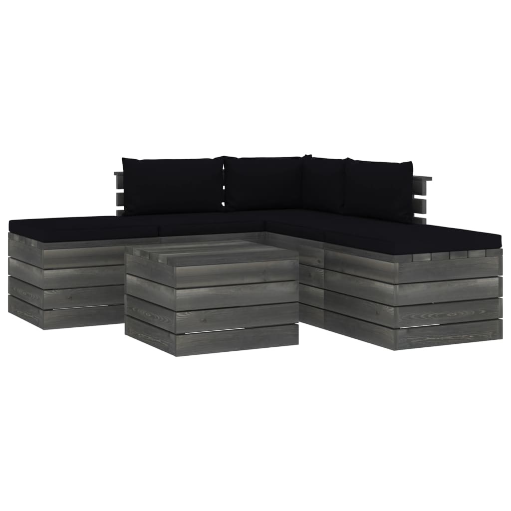 VidaXL 6-delige Loungeset met kussens pallet massief grenenhout