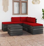 VidaXL 6-delige Loungeset met kussens pallet massief grenenhout