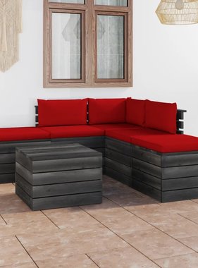 VidaXL 6-delige Loungeset met kussens pallet massief grenenhout