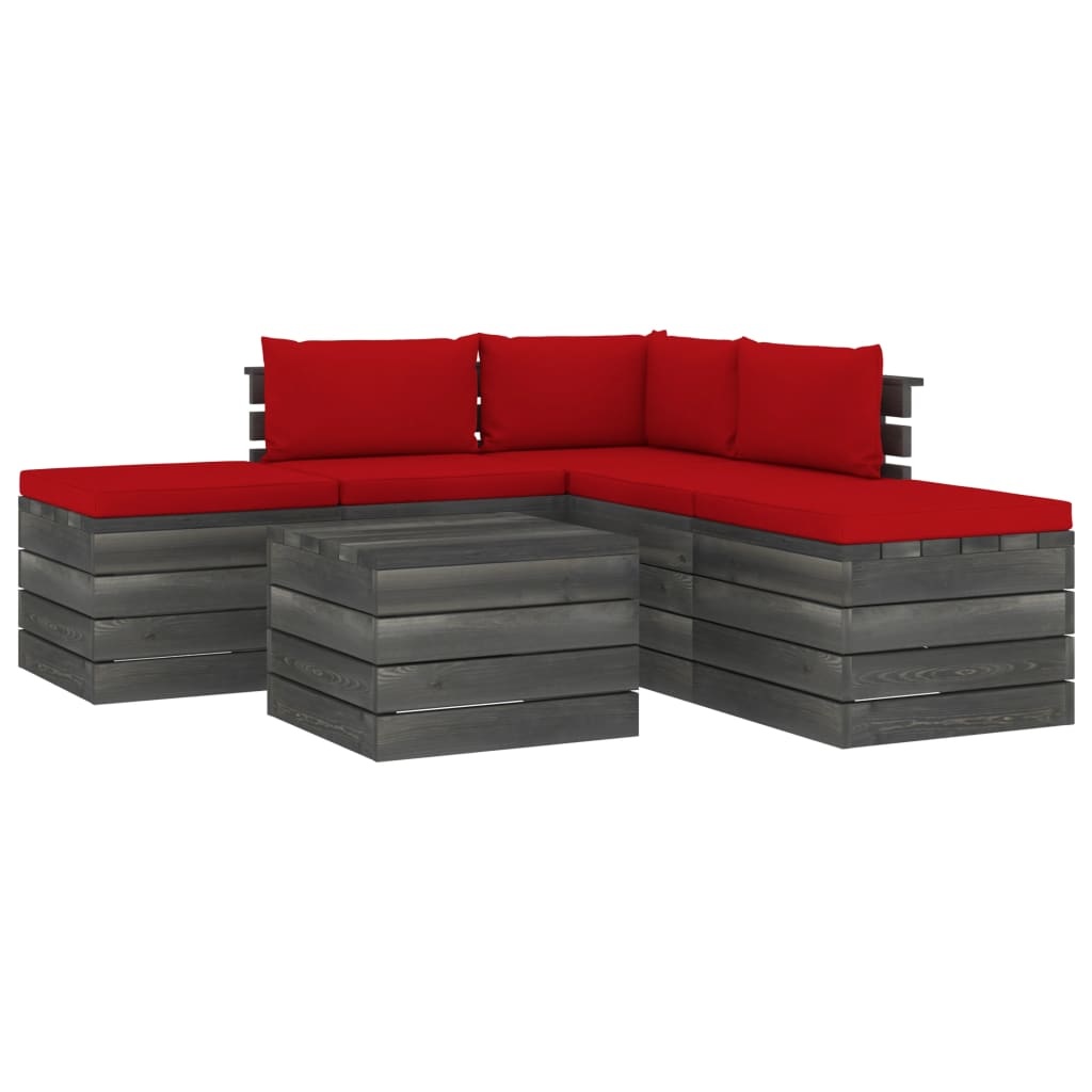 VidaXL 6-delige Loungeset met kussens pallet massief grenenhout