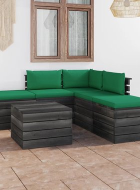 VidaXL 6-delige Loungeset met kussens pallet massief grenenhout