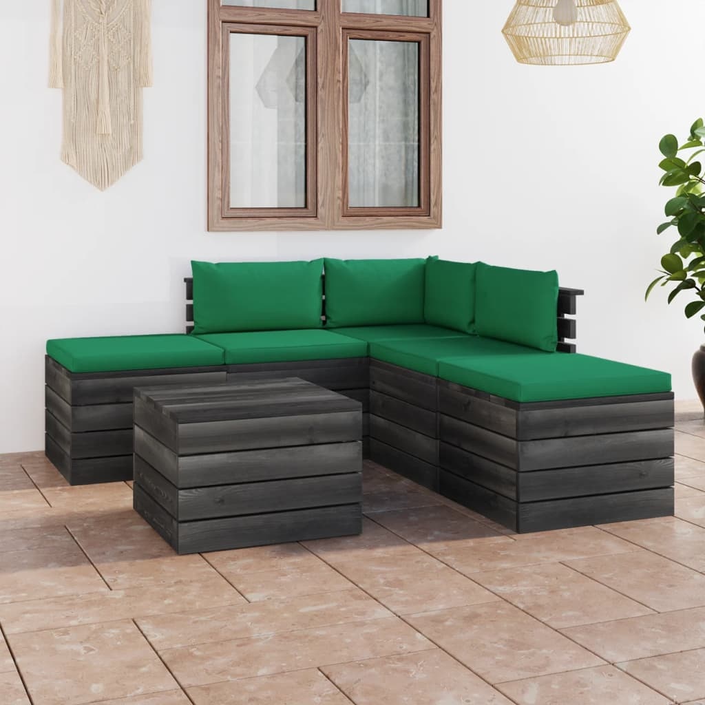 VidaXL 6-delige Loungeset met kussens pallet massief grenenhout