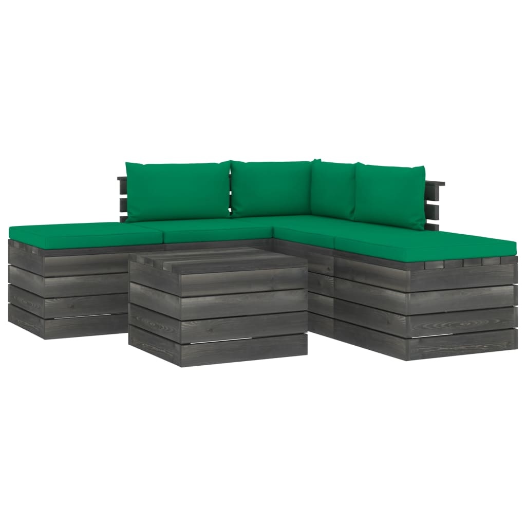 VidaXL 6-delige Loungeset met kussens pallet massief grenenhout
