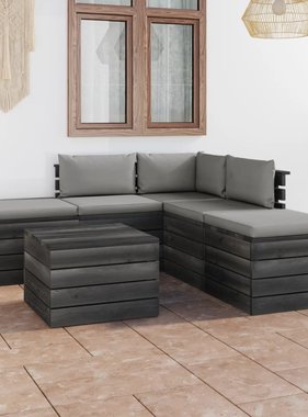 VidaXL 6-delige Loungeset met kussens pallet massief grenenhout