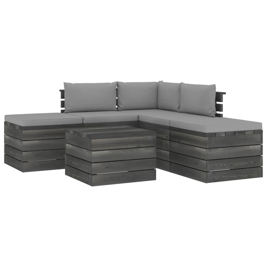VidaXL 6-delige Loungeset met kussens pallet massief grenenhout