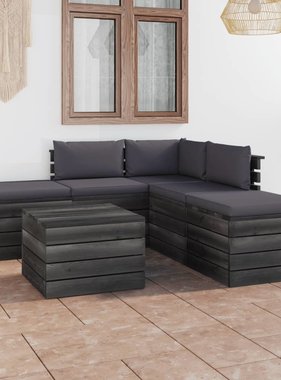 VidaXL 6-delige Loungeset met kussens pallet massief grenenhout