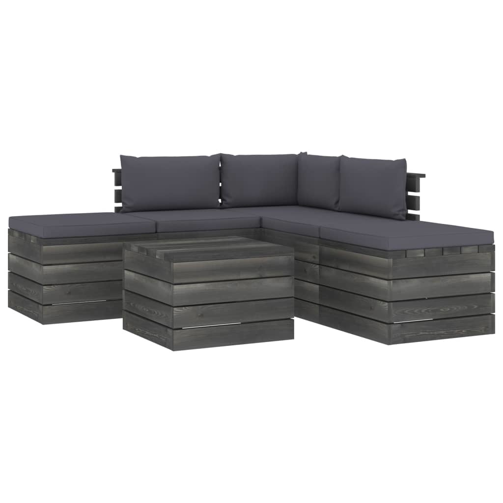 VidaXL 6-delige Loungeset met kussens pallet massief grenenhout