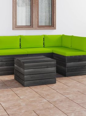 VidaXL 5-delige Loungeset met kussens pallet massief grenenhout
