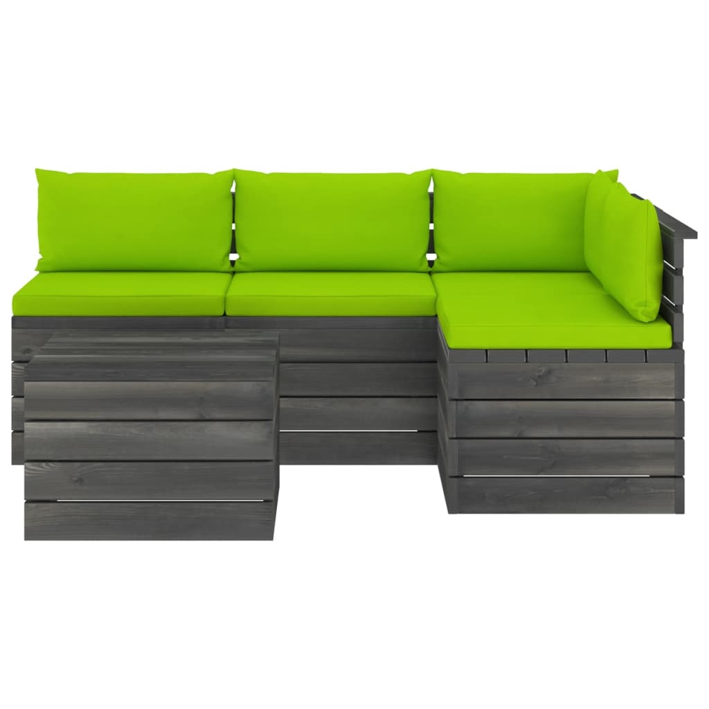 VidaXL 5-delige Loungeset met kussens pallet massief grenenhout