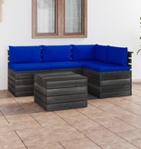 VidaXL 5-delige Loungeset met kussens pallet massief grenenhout