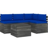 VidaXL 5-delige Loungeset met kussens pallet massief grenenhout