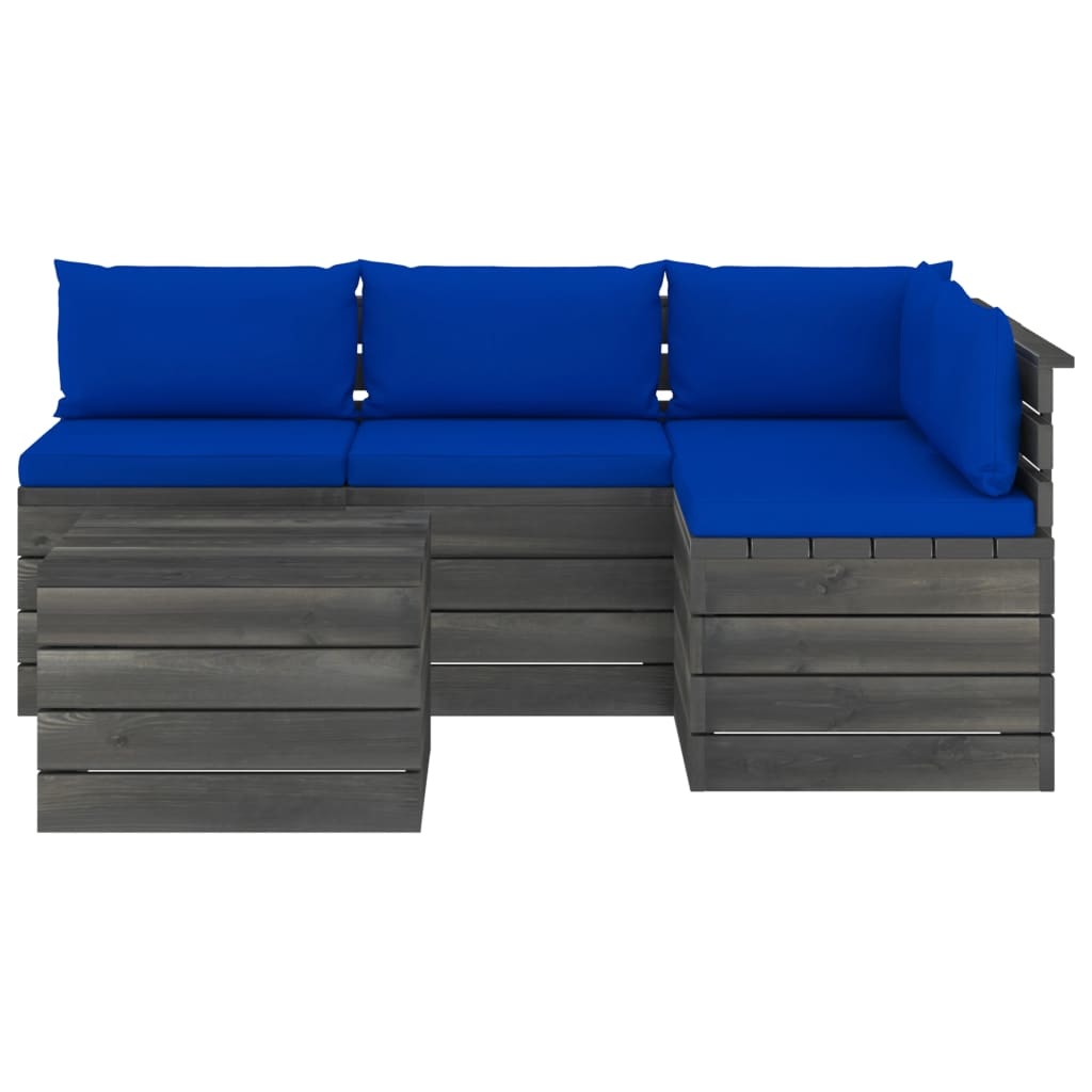 VidaXL 5-delige Loungeset met kussens pallet massief grenenhout