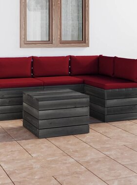 VidaXL 5-delige Loungeset met kussens pallet massief grenenhout