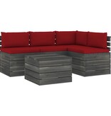 VidaXL 5-delige Loungeset met kussens pallet massief grenenhout