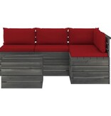 VidaXL 5-delige Loungeset met kussens pallet massief grenenhout