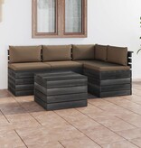 VidaXL 5-delige Loungeset met kussens pallet massief grenenhout