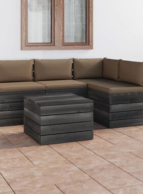 VidaXL 5-delige Loungeset met kussens pallet massief grenenhout