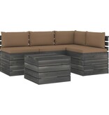 VidaXL 5-delige Loungeset met kussens pallet massief grenenhout
