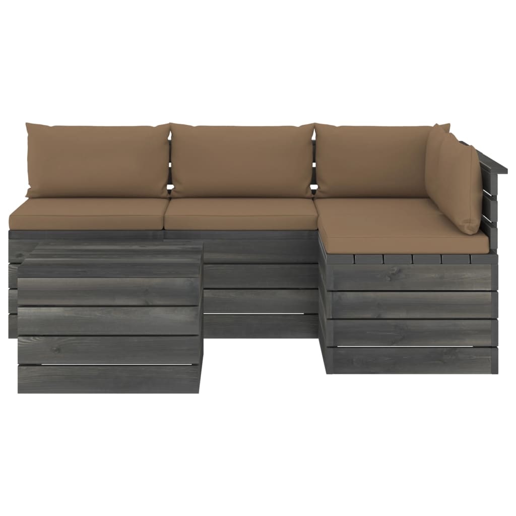 VidaXL 5-delige Loungeset met kussens pallet massief grenenhout