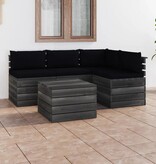 VidaXL 5-delige Loungeset met kussens pallet massief grenenhout