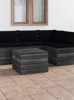 VidaXL 5-delige Loungeset met kussens pallet massief grenenhout