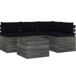 VidaXL 5-delige Loungeset met kussens pallet massief grenenhout