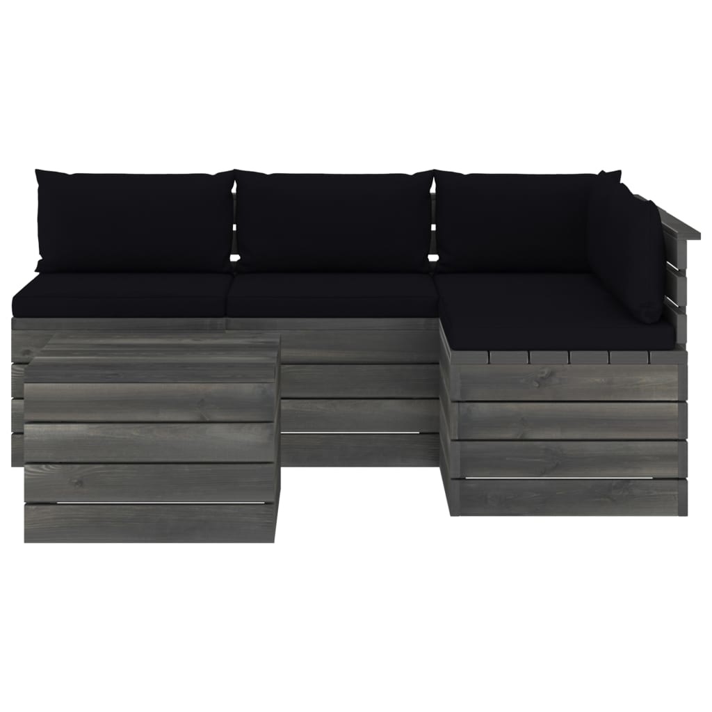 VidaXL 5-delige Loungeset met kussens pallet massief grenenhout