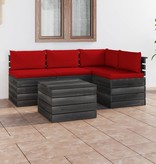 VidaXL 5-delige Loungeset met kussens pallet massief grenenhout