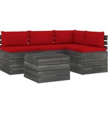 VidaXL 5-delige Loungeset met kussens pallet massief grenenhout