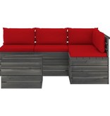 VidaXL 5-delige Loungeset met kussens pallet massief grenenhout