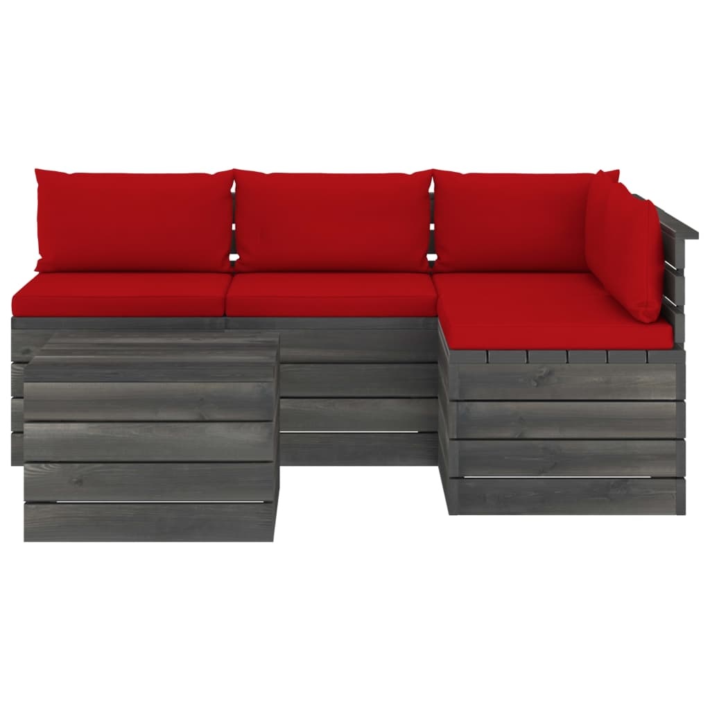 VidaXL 5-delige Loungeset met kussens pallet massief grenenhout