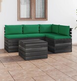 VidaXL 5-delige Loungeset met kussens pallet massief grenenhout