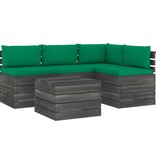 VidaXL 5-delige Loungeset met kussens pallet massief grenenhout