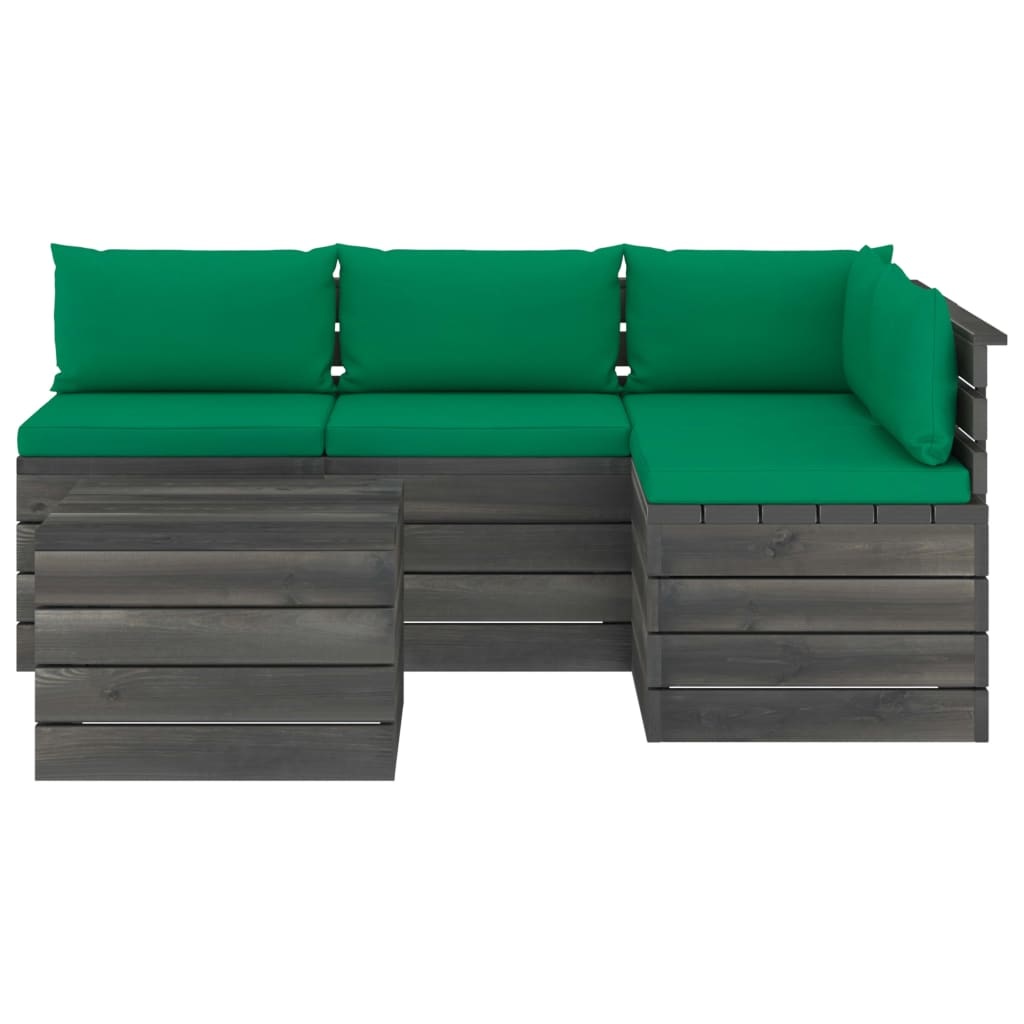 VidaXL 5-delige Loungeset met kussens pallet massief grenenhout