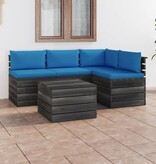 VidaXL 5-delige Loungeset met kussens pallet massief grenenhout