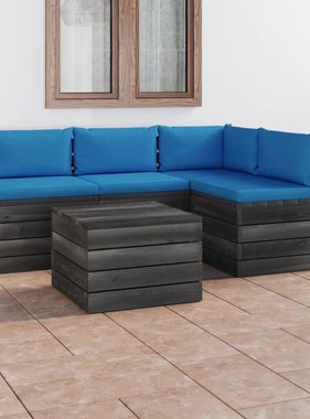 VidaXL 5-delige Loungeset met kussens pallet massief grenenhout