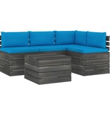VidaXL 5-delige Loungeset met kussens pallet massief grenenhout