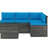 VidaXL 5-delige Loungeset met kussens pallet massief grenenhout