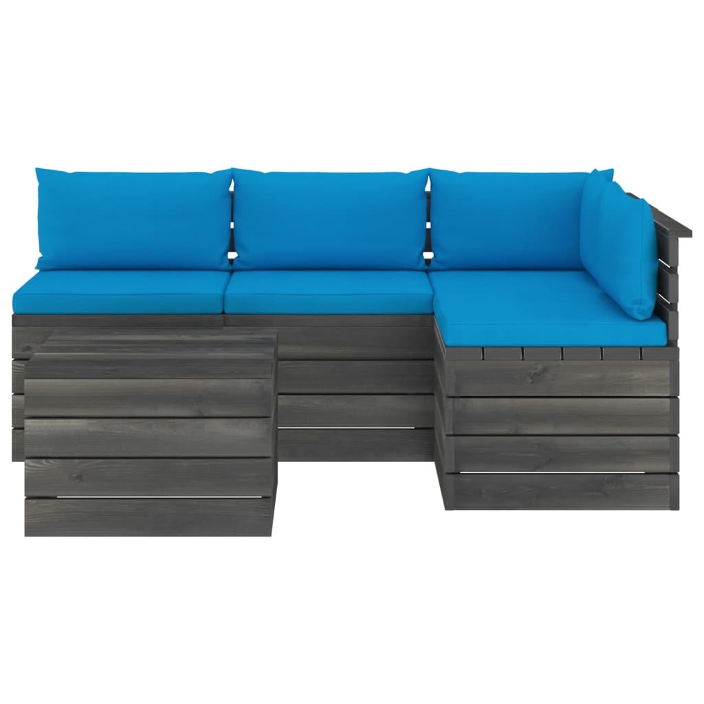 VidaXL 5-delige Loungeset met kussens pallet massief grenenhout