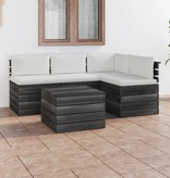VidaXL 5-delige Loungeset met kussens pallet massief grenenhout
