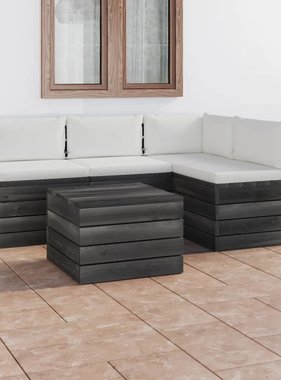 VidaXL 5-delige Loungeset met kussens pallet massief grenenhout