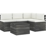 VidaXL 5-delige Loungeset met kussens pallet massief grenenhout
