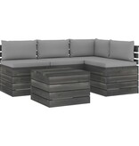 VidaXL 5-delige Loungeset met kussens pallet massief grenenhout