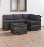 VidaXL 5-delige Loungeset met kussens pallet massief grenenhout