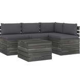 VidaXL 5-delige Loungeset met kussens pallet massief grenenhout