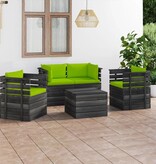 VidaXL 5-delige Loungeset met kussens pallet massief grenenhout