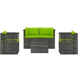 VidaXL 5-delige Loungeset met kussens pallet massief grenenhout