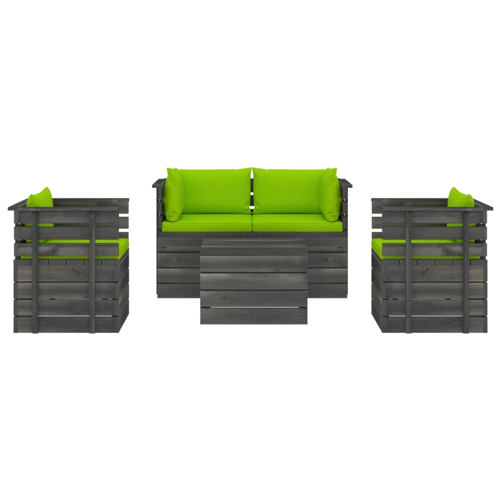 VidaXL 5-delige Loungeset met kussens pallet massief grenenhout
