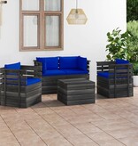 VidaXL 5-delige Loungeset met kussens pallet massief grenenhout