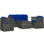 VidaXL 5-delige Loungeset met kussens pallet massief grenenhout
